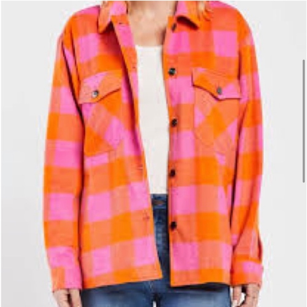 Velvet Heart Sheryl Orange Check Shacket size S - Picture 4 of 12